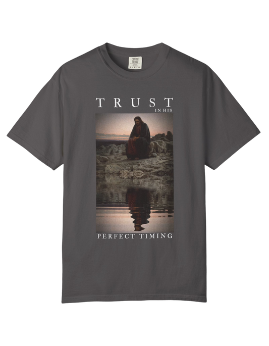 "Trust In His Perfect Timing" Unisex Heavy Tee