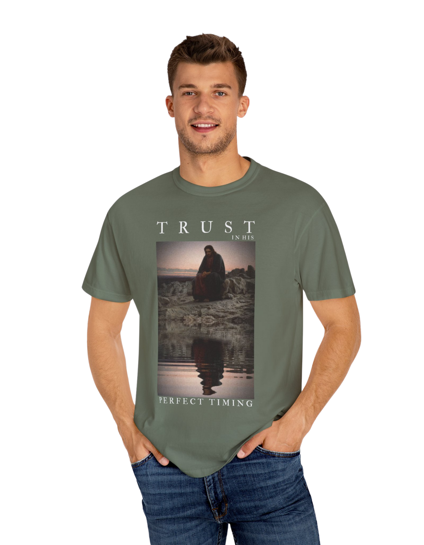 "Trust In His Perfect Timing" Unisex Heavy Tee