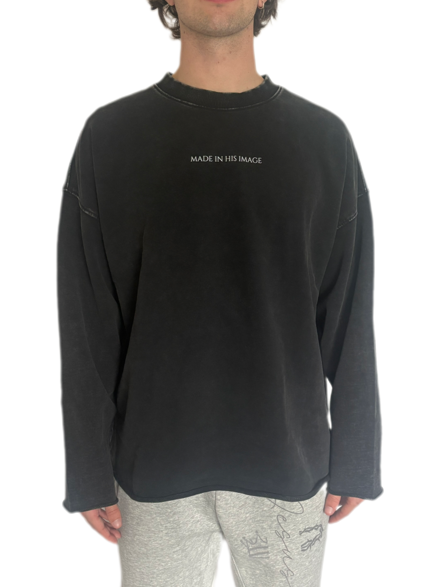"MADE IN HIS IMAGE" Unisex Oversized Cropped Premium 440 GSM Sweatshirt
