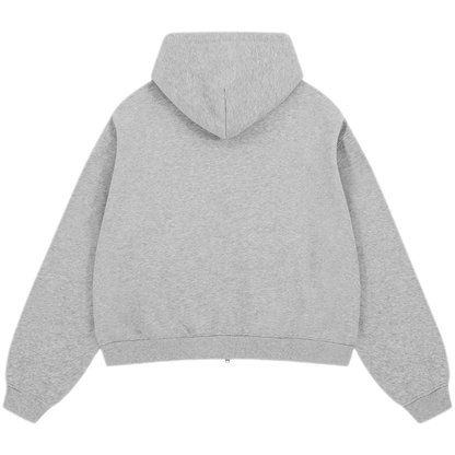 "PRAISE JESUS" Unisex Oversized Premium Boxy Cropped Fleece 380 GSM Zip-up Hoodie