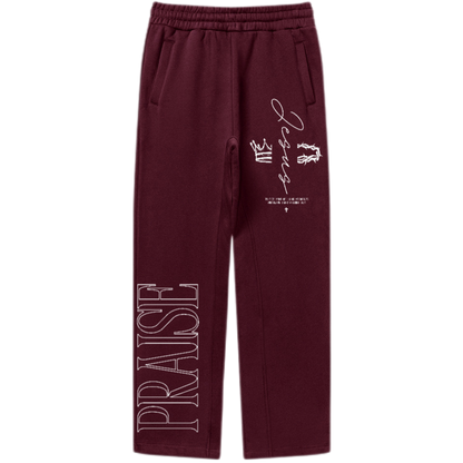 "Praise/Jesus Is King" Unisex Fleece Oversized Premium 380 GSM Sweatpants