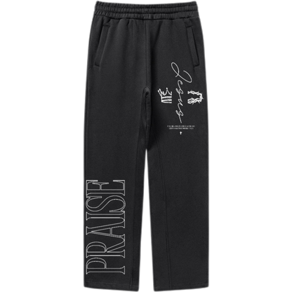 "Praise/Jesus Is King" Unisex Fleece Oversized Premium 380 GSM Sweatpants