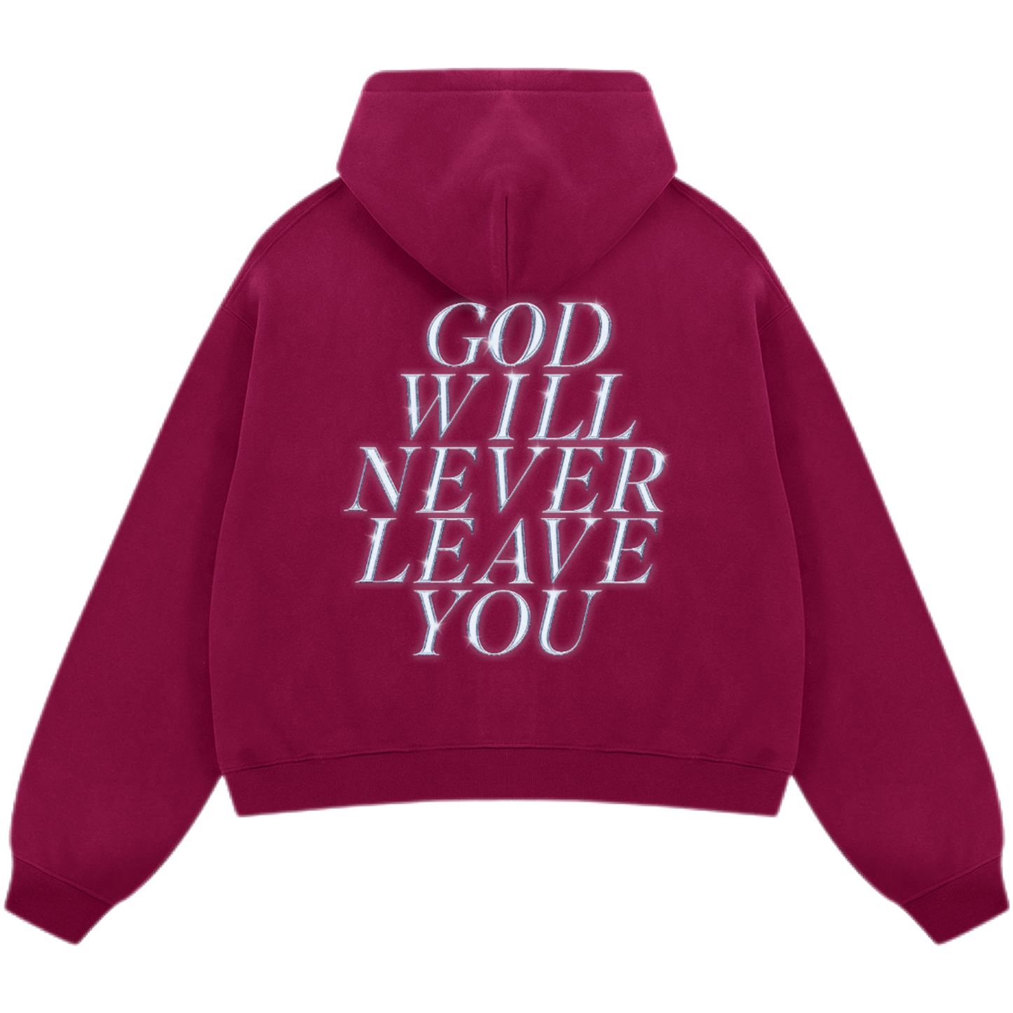 "God Will Never Leave You" Unisex Oversized Premium Boxy Cropped Fleece 380 GSM Zip-up Hoodie