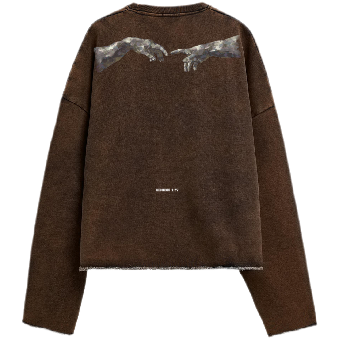 "MADE IN HIS IMAGE" Unisex Oversized Cropped Premium 440 GSM Sweatshirt