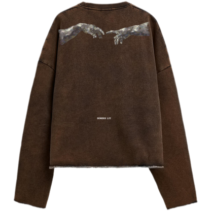 "MADE IN HIS IMAGE" Unisex Oversized Cropped Premium 440 GSM Sweatshirt