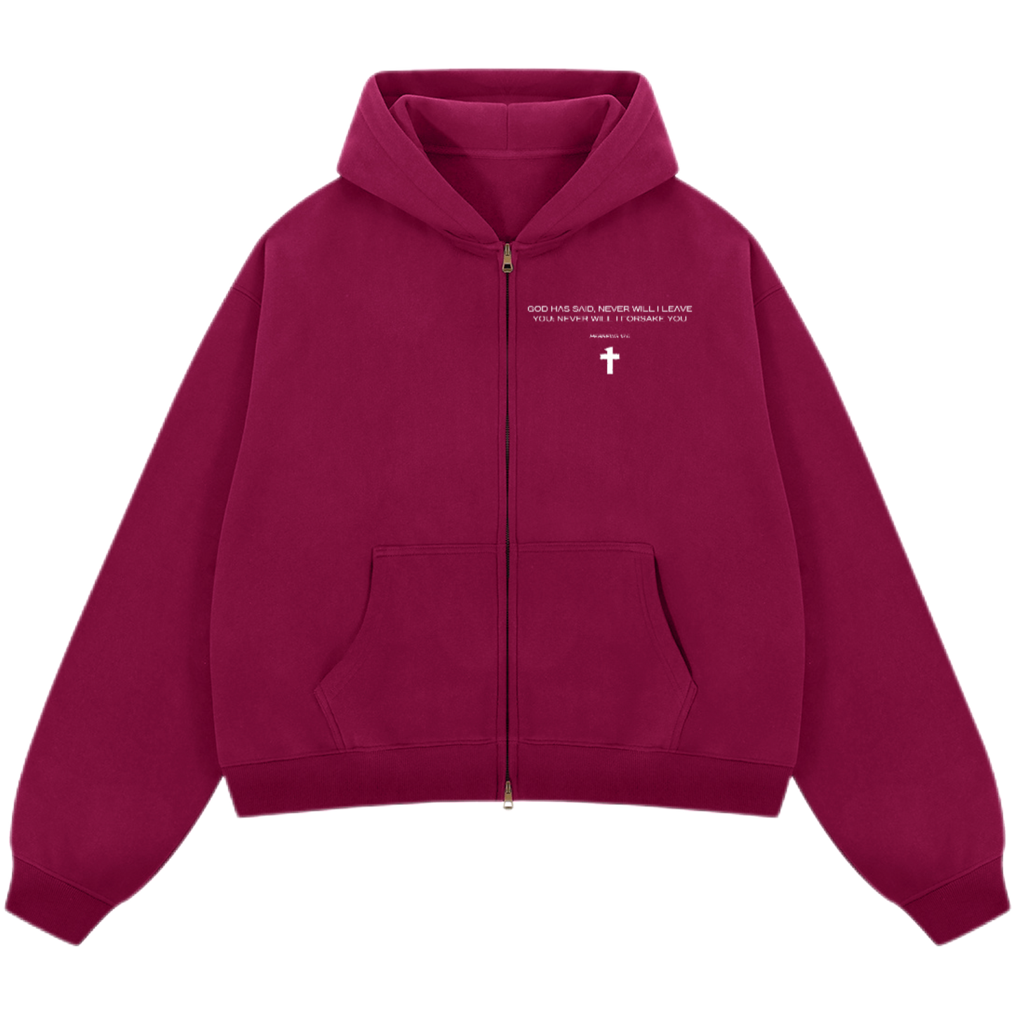 "God Will Never Leave You" Unisex Oversized Premium Boxy Cropped Fleece 380 GSM Zip-up Hoodie