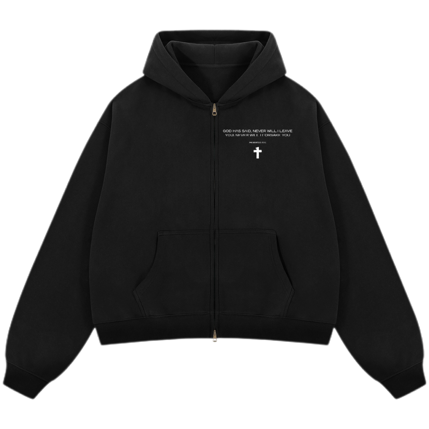 "God Will Never Leave You" Unisex Oversized Premium Boxy Cropped Fleece 380 GSM Zip-up Hoodie