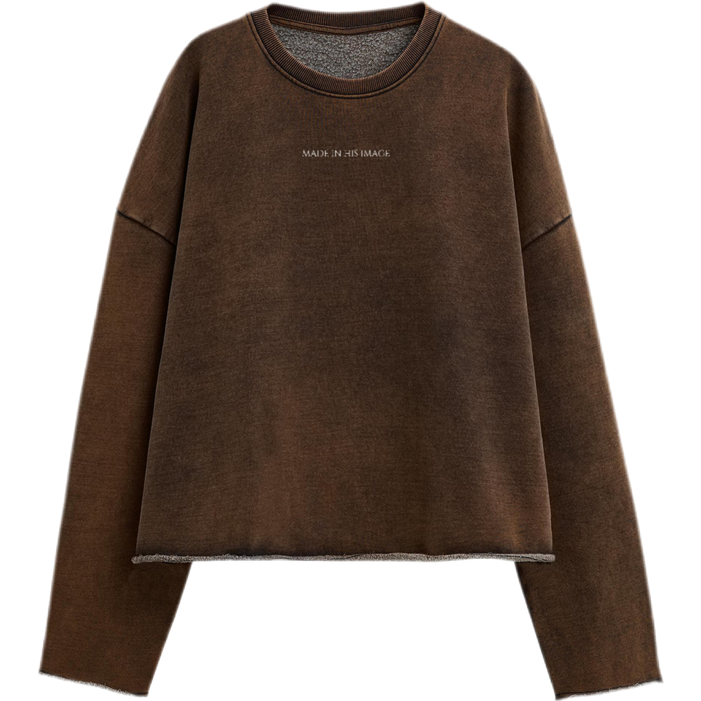 "MADE IN HIS IMAGE" Unisex Oversized Cropped Premium 440 GSM Sweatshirt