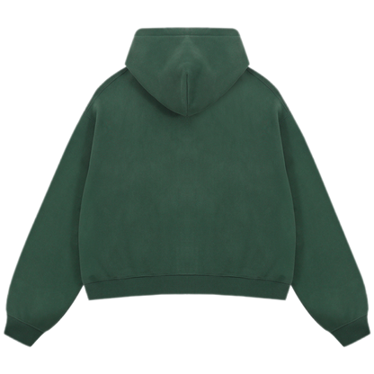 "PRAISE JESUS" Unisex Oversized Premium Boxy Cropped Fleece 380 GSM Zip-up Hoodie